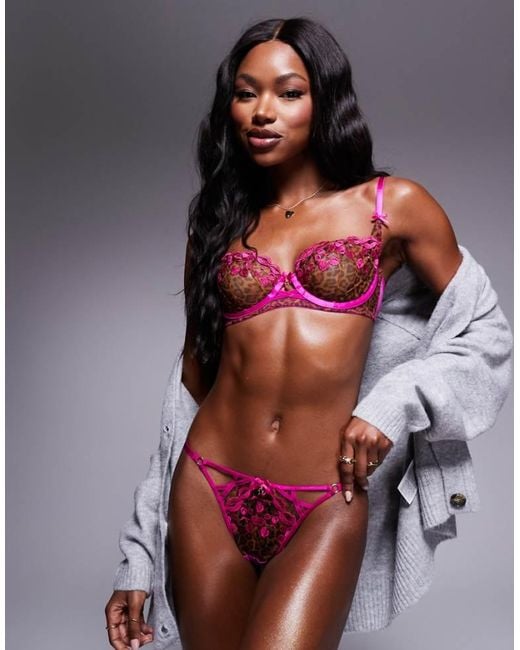 Ann Summers Pink Wild Kiss Leopard Print Non Padded Balcony Bra