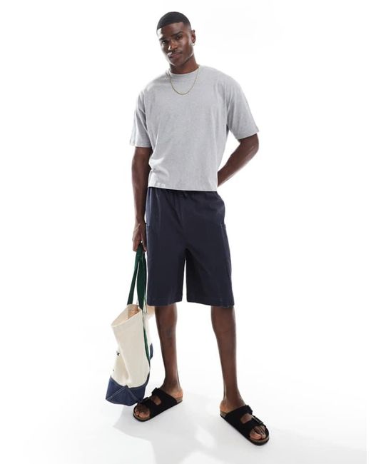 ASOS Blue Long Length Canvas Cargo Shorts for men