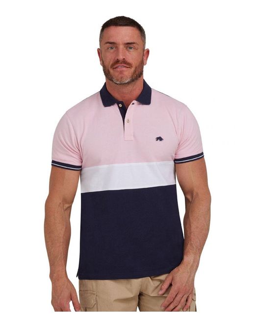 Raging Bull Red Contrast Panel Pique Polo for men