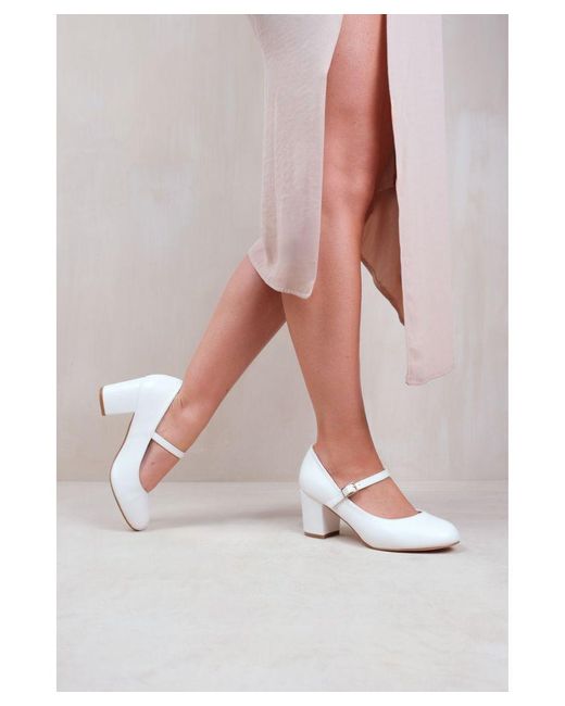 Where's That From White 'Araceli' Extra Wide Fit Block Heel Mary Jane Pumps