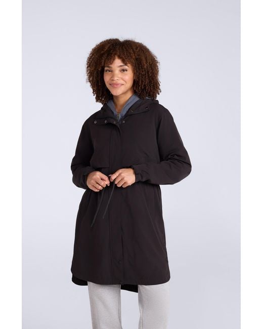Mountain Warehouse Black 'Eden' Mac Coat With Adjustable Waist Water Resistant Jacket Polyamide
