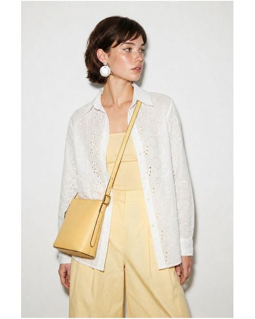 Bianco Lucci Natural Embroidered Relaxed-Fit Woven Shirt