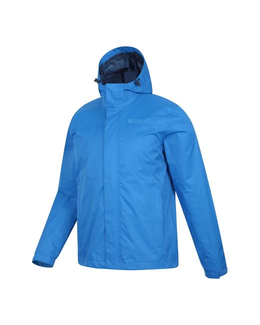 Mountain Warehouse Blue 'Torrent' Rain Jacket With Zipped Pockets Waterproof Adjustable Hem for men