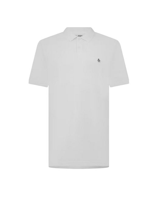 Original Penguin White Embroidered Logo Polo Shirt Cotton for men
