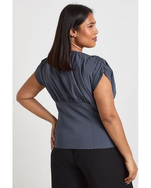 Boohoo Blue Plus Cinched Waist Ruched Detail Top