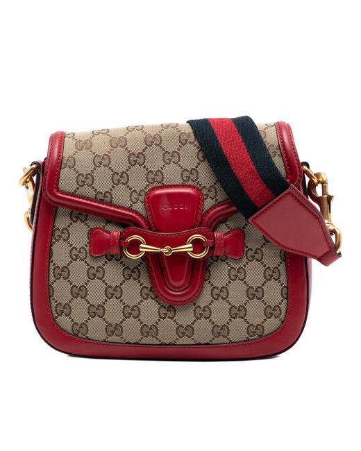Gucci Red Pre-Owned Medium Gg Canvas Lady Web Crossbody