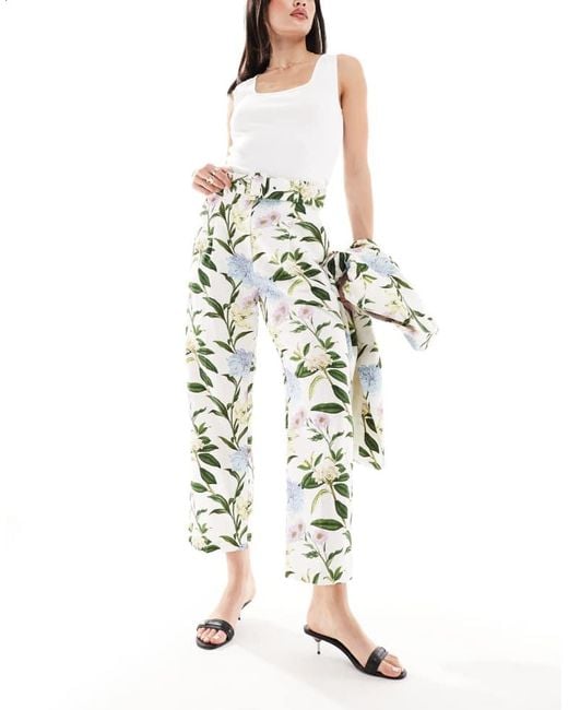ASOS White Tailored Belted Trouser With Linen