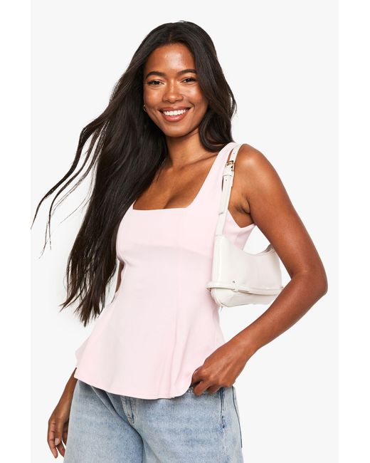 Boohoo White Scoop Neck Peplum Top