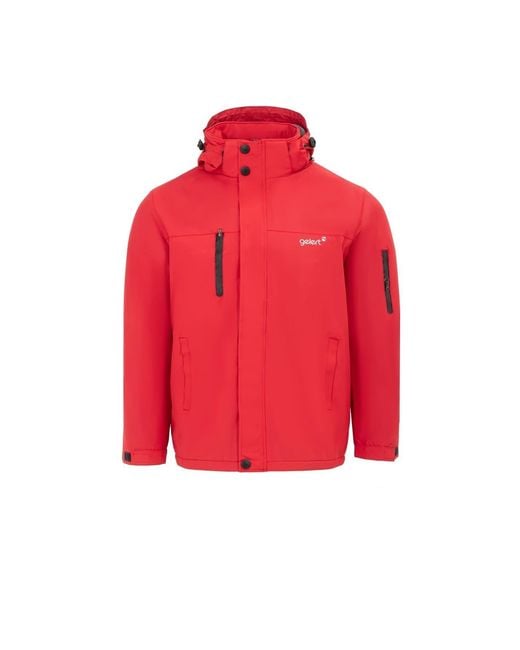 Gelert Red Hooded Solid Patterned Parka Jacket for men