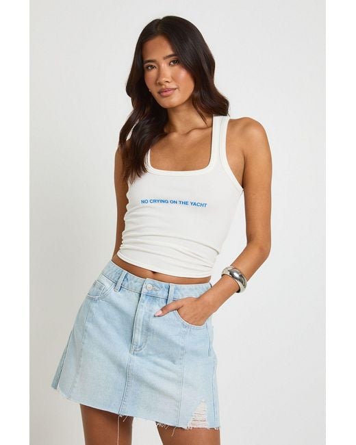 Boohoo Blue Seam Detail Mini Skirt