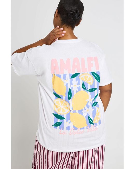 Boohoo White Plus Amalfi Printed T Shirt