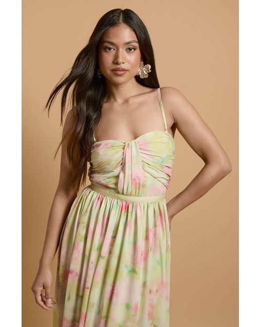 Oasis Natural Petite Wildflower Mesh Bandeau Maxi Dress