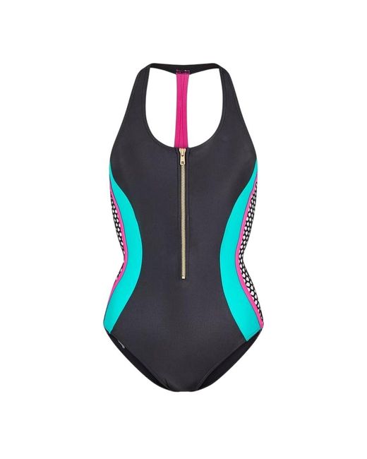 Zoggs Blue Ladies Front Zip One Piece Swimsuit (Multicoloured)