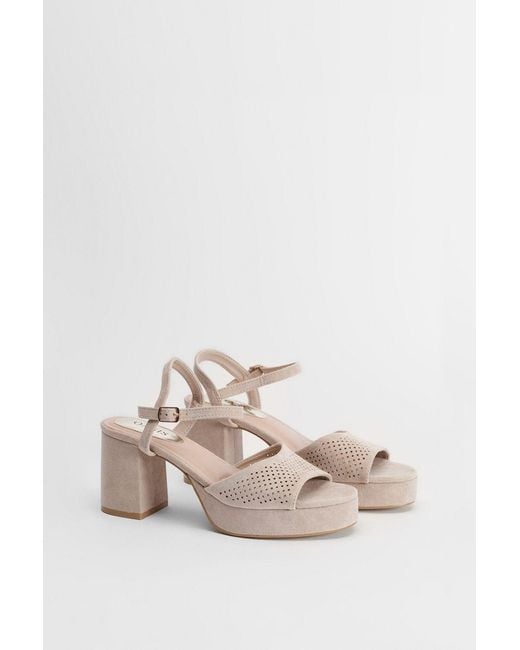 Oasis Natural Carolynne Faux Suede Block Heel Open Toe Platform Sandals