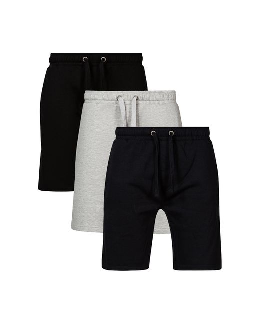 French Connection Black 3 Pack Cotton Blend Jersey Shorts for men