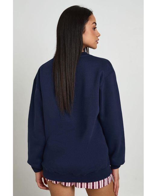 Boohoo Blue Washed Brooklyn Printed Sweatshirt