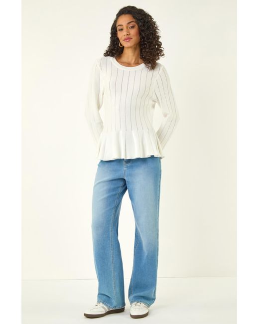 D.u.s.k White Peplum Knitted Top