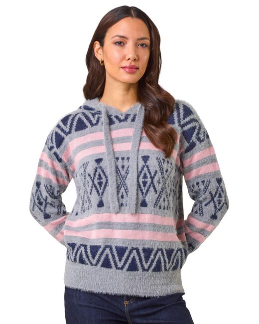 Roman Blue Jacquard Knit Hoodie