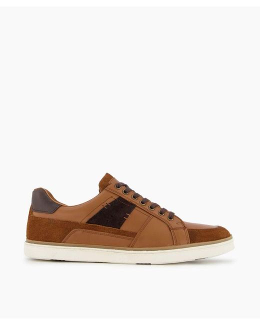 Dune Brown Tentative - Panel Detail Trainers Leather for men