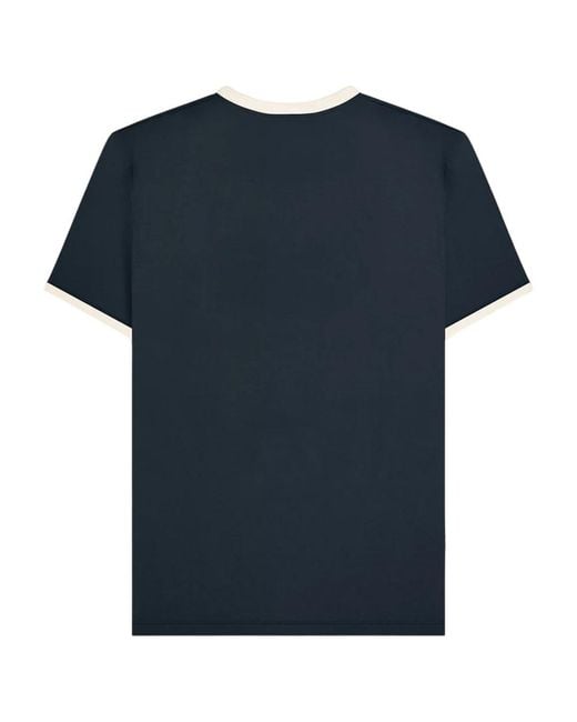 Lambretta Blue Ss25 Ringer Logo T-Shirt Cotton for men
