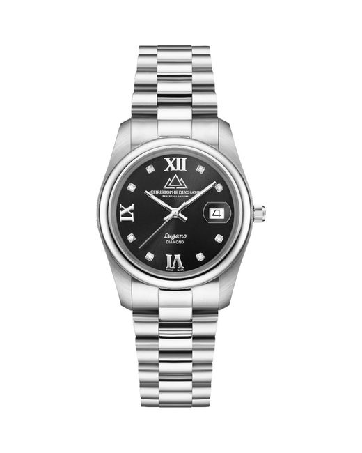 Christophe Duchamp Metallic Lugano Sunray Watch 34Mm