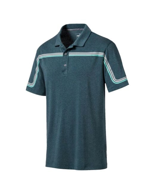 PUMA Blue Drycell Performance Fit Looping Polo Shirt Short Sleeve Top 595111 06 for men