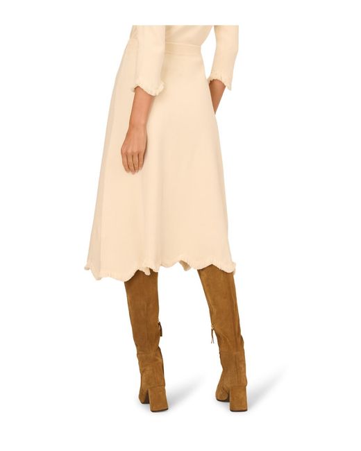 Adrianna Papell Metallic Pull On A-Line Sweater Midi Skirt With Wavy Fringe Hem