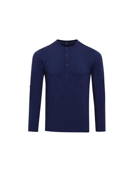 PREMIER Blue Long John Roll Sleeve T-Shirt () for men