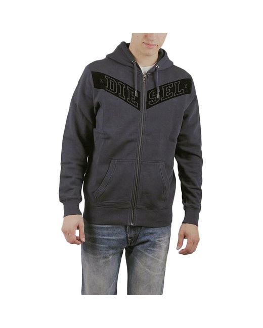DIESEL Black S Auv Hoodies Gym Full Zip for men