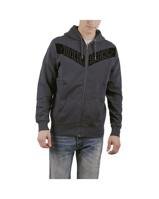 DIESEL Black S Auv Hoodies Gym Full Zip for men