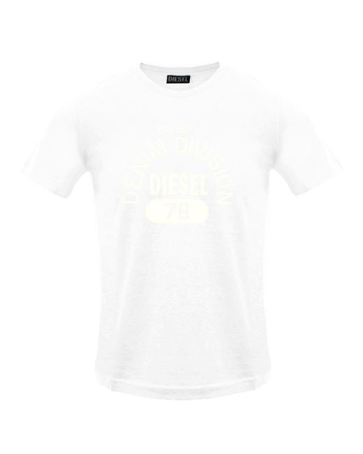 DIESEL White Monotone Property Of Denim Division T-Shirt Cotton for men
