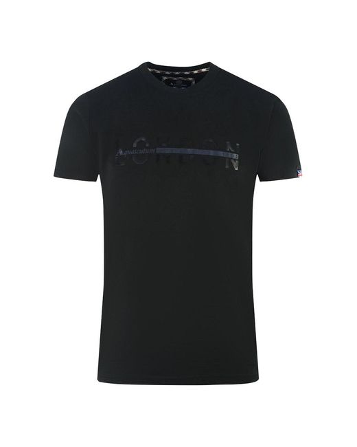 Aquascutum Black London 1851 Split Logo T-Shirt for men