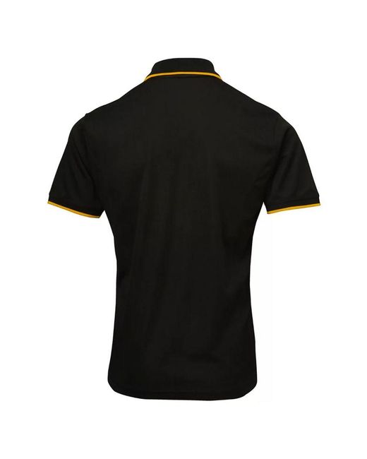 PREMIER Black Coolchecker Contrast Pique Polo Shirt /Sunflower) for men