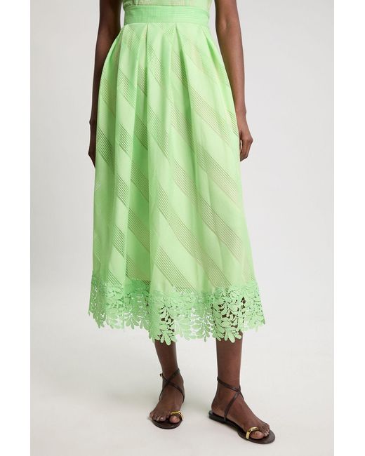 Karen Millen Green Textured Organza Mix Full Skirt
