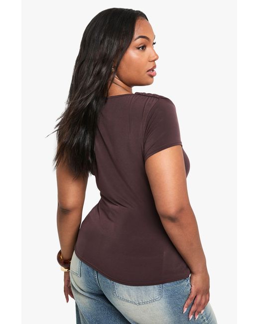 Boohoo Blue Plus Trim Detail Top