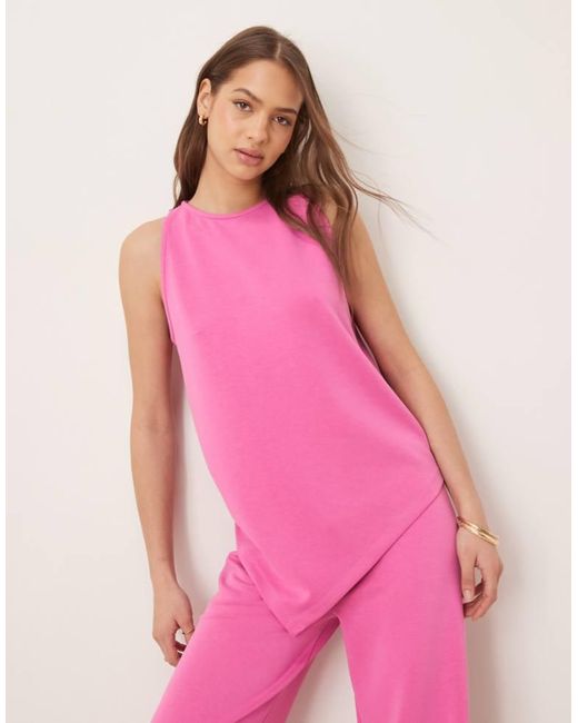 ASOS Pink Co-Ord Asymmetric Cupro Vest