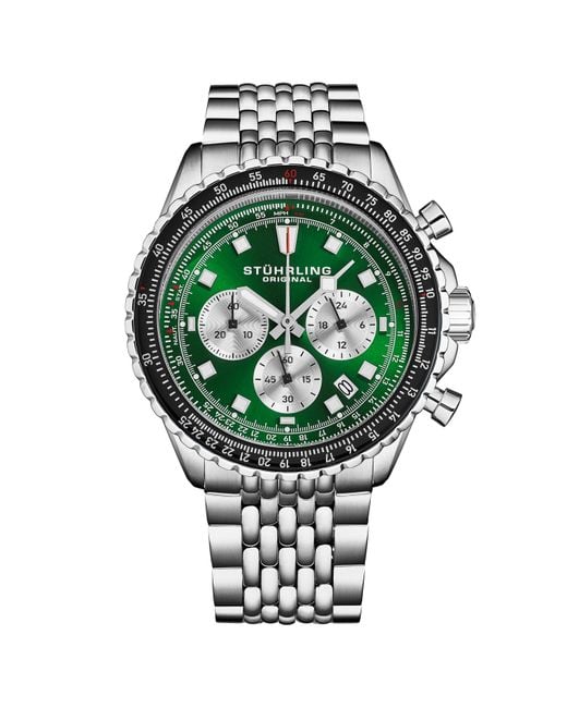 Stuhrling Green Japanese Chronograph Raceway 1010 44Mm Quartz Watch for men