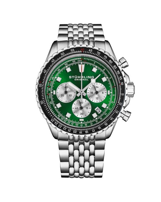 Stuhrling Green Japanese Chronograph Raceway 1010 44Mm Quartz Watch for men