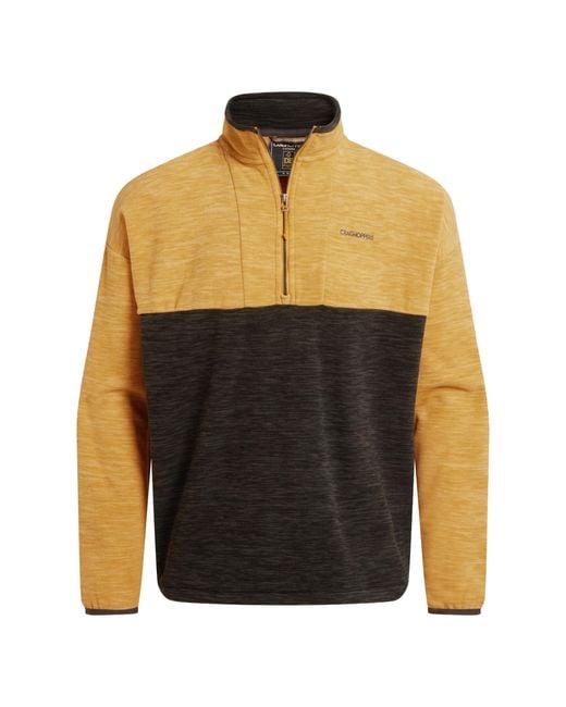 Craghoppers Yellow Esk Colour Block Melange Half Zip Fleece Top Pepper Marl) for men