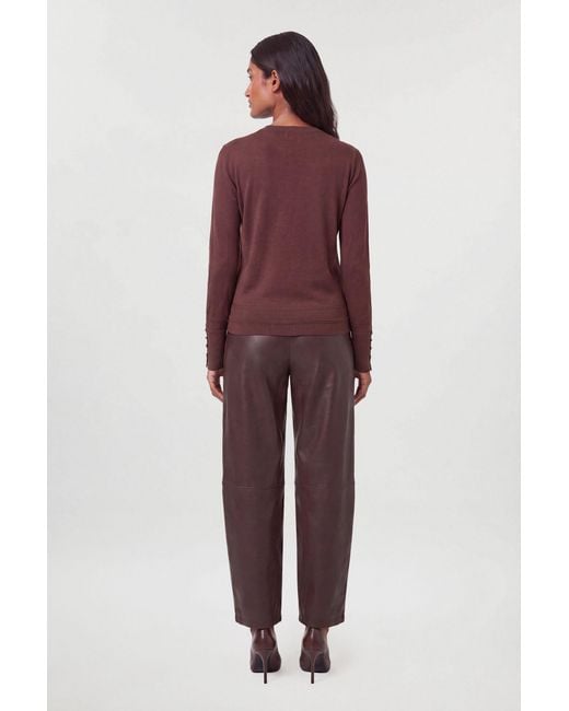 Karen Millen Brown Forever Viscose Blend Knitted Long Sleeve Crew Neck Jumper