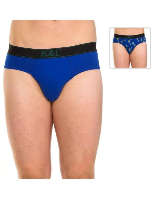 Kisses&Love Blue Pack-2 Slips Funny Breathable Fabric Kl2007 for men