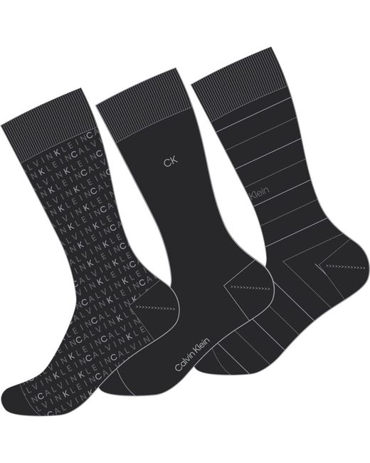 Calvin Klein Black Pack All Over Print Crew Socks for men