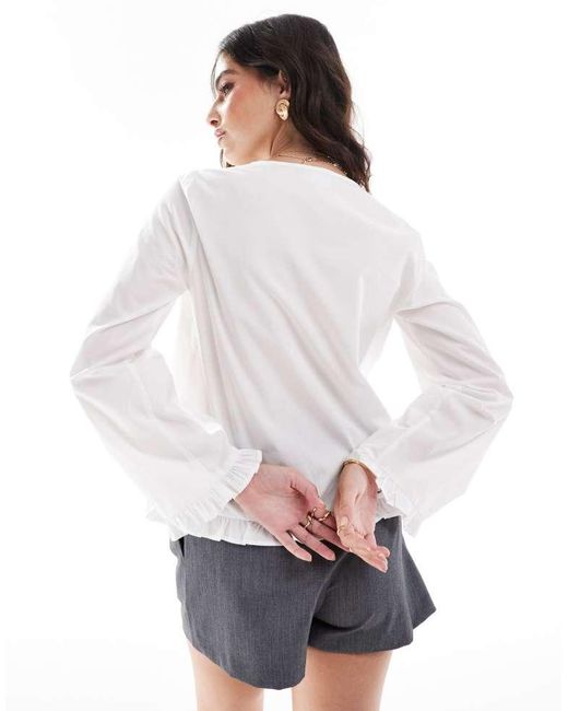 ASOS White Poplin Wrap Tie Front Blouse