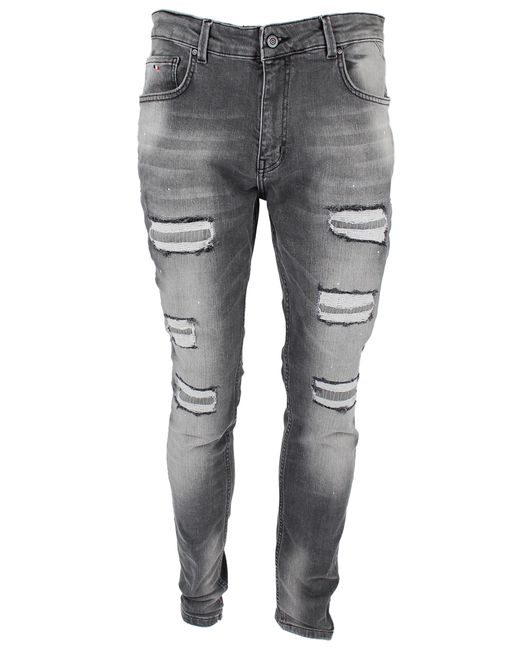 Magrit Gray Douai Ripped Patch Jeans for men