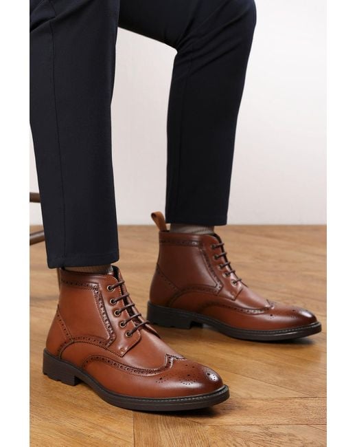Where's That From Black Wheres 'Finley' Brogue Lace Up Ankle Boots for men