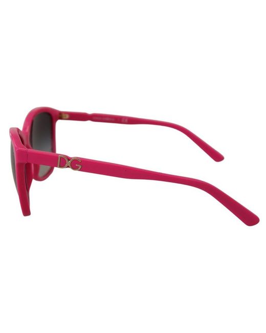 Dolce & Gabbana Red Round Acetate Frame Sunglasses With Lens