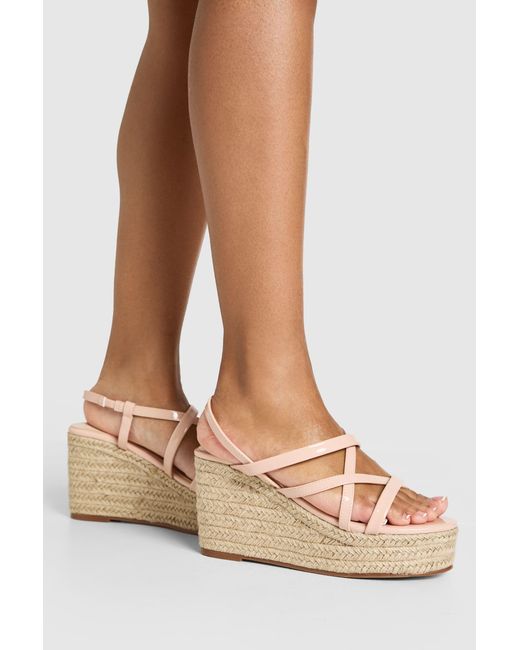 Boohoo Natural Strappy Open Toe Wedges