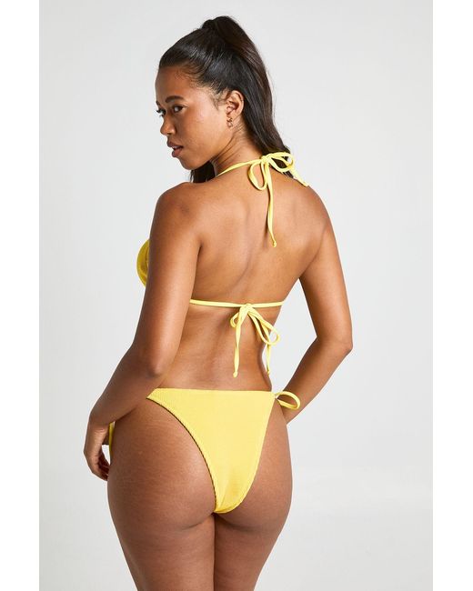 Boohoo Orange Textured Triangle Bikini Top