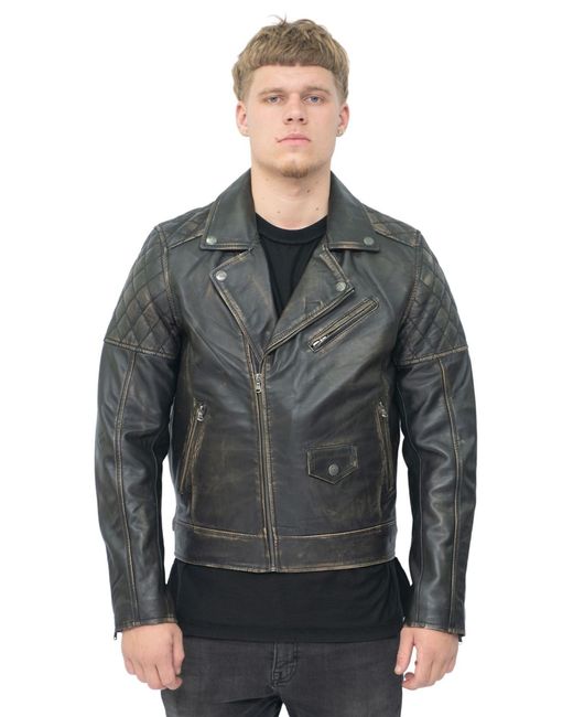 Infinity Leather Gray Cross Zip Biker Jacket for men