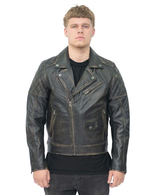 Infinity Leather Gray Cross Zip Biker Jacket for men
